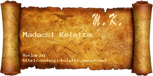 Madacsi Koletta névjegykártya